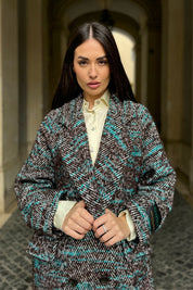 WU-SIDE - cappotto spigato - MARRONE TIFFANY