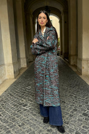 WU-SIDE - cappotto spigato - MARRONE TIFFANY