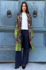 WU-SIDE - kimono mid viscosa - MARRONE