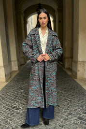 WU-SIDE - cappotto spigato - MARRONE TIFFANY