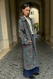 WU-SIDE - cappotto spigato - MARRONE TIFFANY