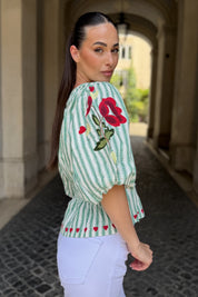 SISSEL EDELBO - blousa lotta - GREEN
