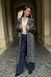 WU-SIDE - cappotto spigato - MARRONE TIFFANY