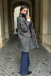 WU-SIDE - cappotto doppio petto spigato - MARRONE TIFFANY