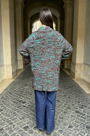 WU-SIDE - cappotto doppio petto spigato - MARRONE TIFFANY