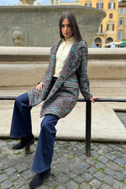 WU-SIDE - cappotto doppio petto spigato - MARRONE TIFFANY