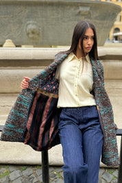 WU-SIDE - cappotto doppio petto spigato - MARRONE TIFFANY
