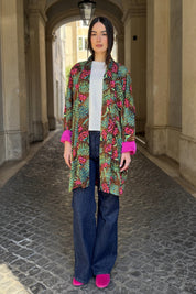 FLOW - kimono samira viscosa fantasia - COFFE ABSTRACT PINK
