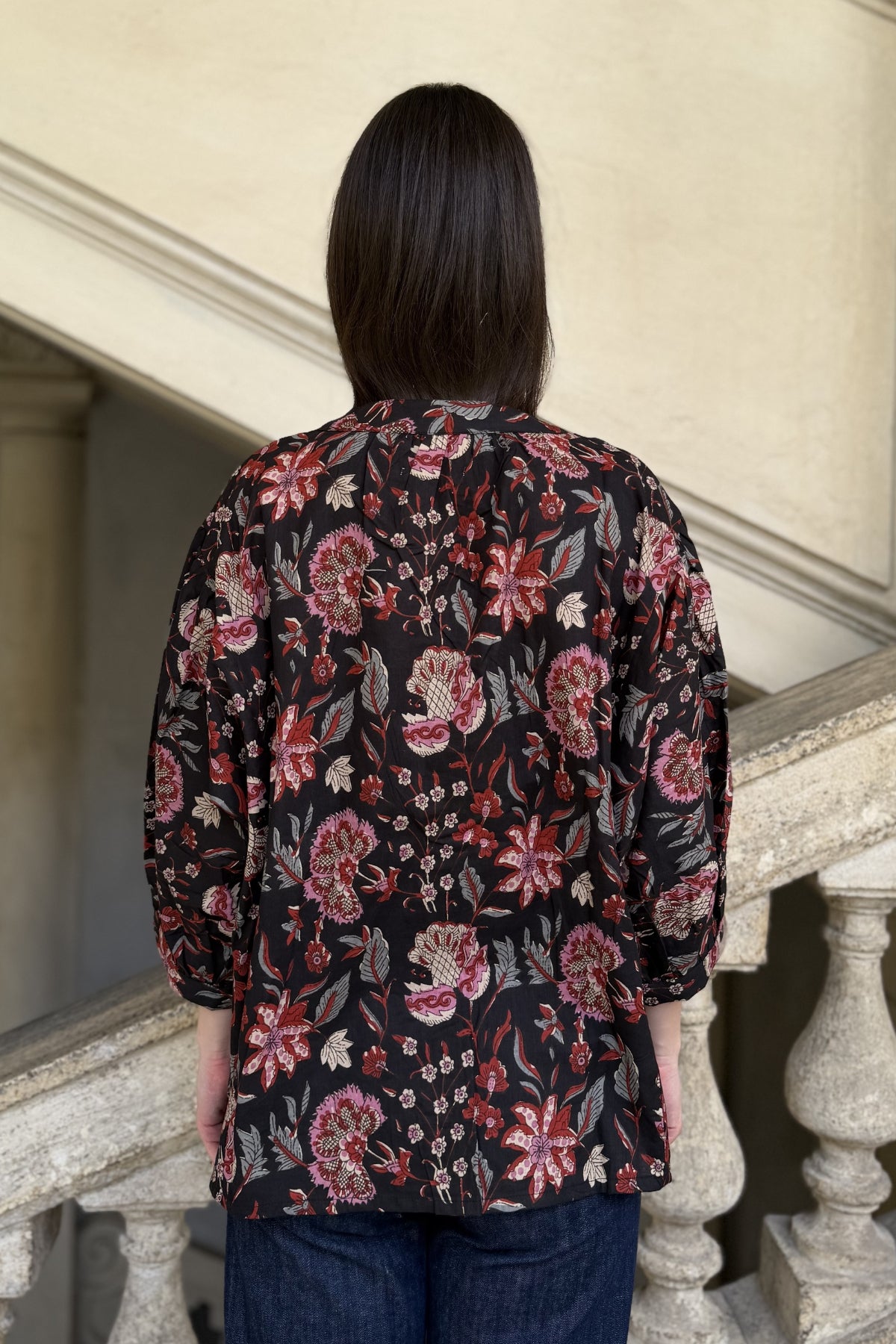 ARTEFILIA-MILANO - camicia lena in mussola di cotone - BLACK TULIP