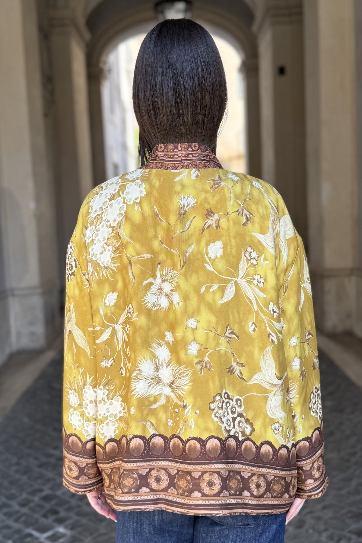 WU-SIDE - giacca kimono viscosa - SENAPE