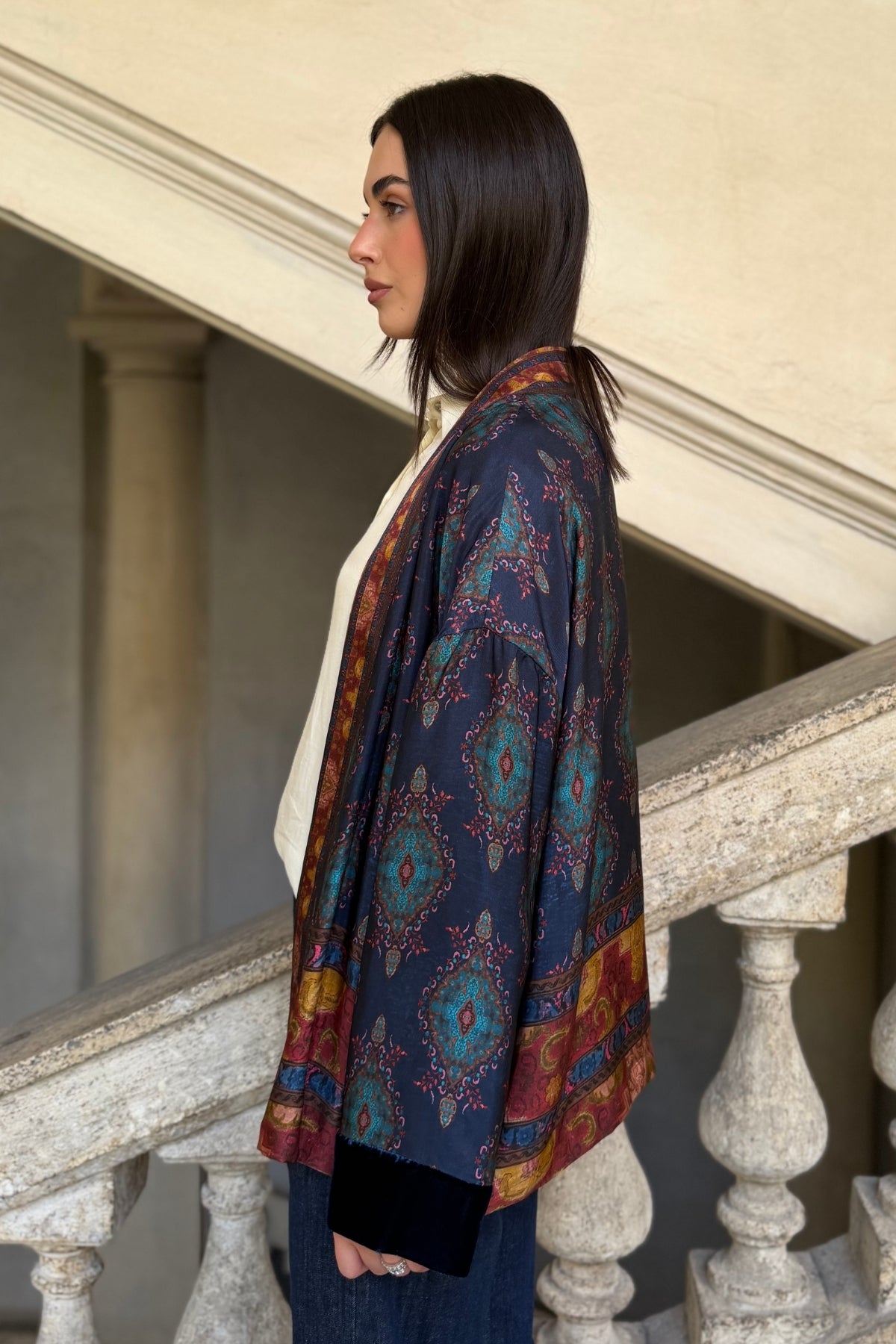 WU-SIDE - giacca kimono viscosa - BLUE