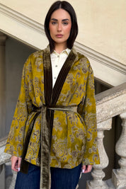 WU-SIDE - giacca kimono jaquard viscosa - SENAPE