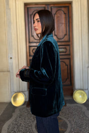 WU-SIDE - giacca blazer viscosa - PETROLIO