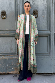 WU-SIDE - kimono lungo viscosa sfoderato - VERDE ACQUA