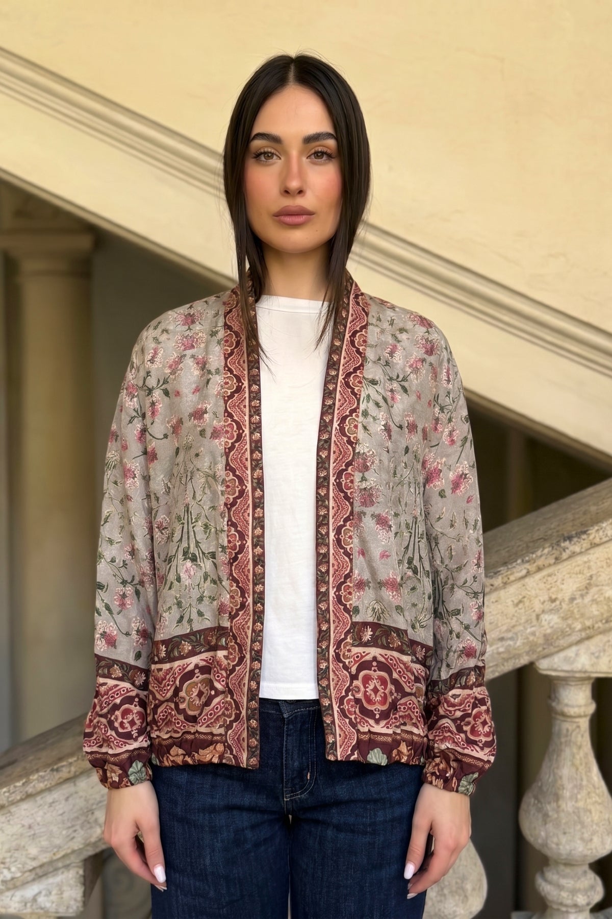 WU-SIDE - giacca kimono bomber - GRIGIO