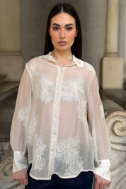 ARTEFILIA-MILANO - camicia solana ricamo - BURRO