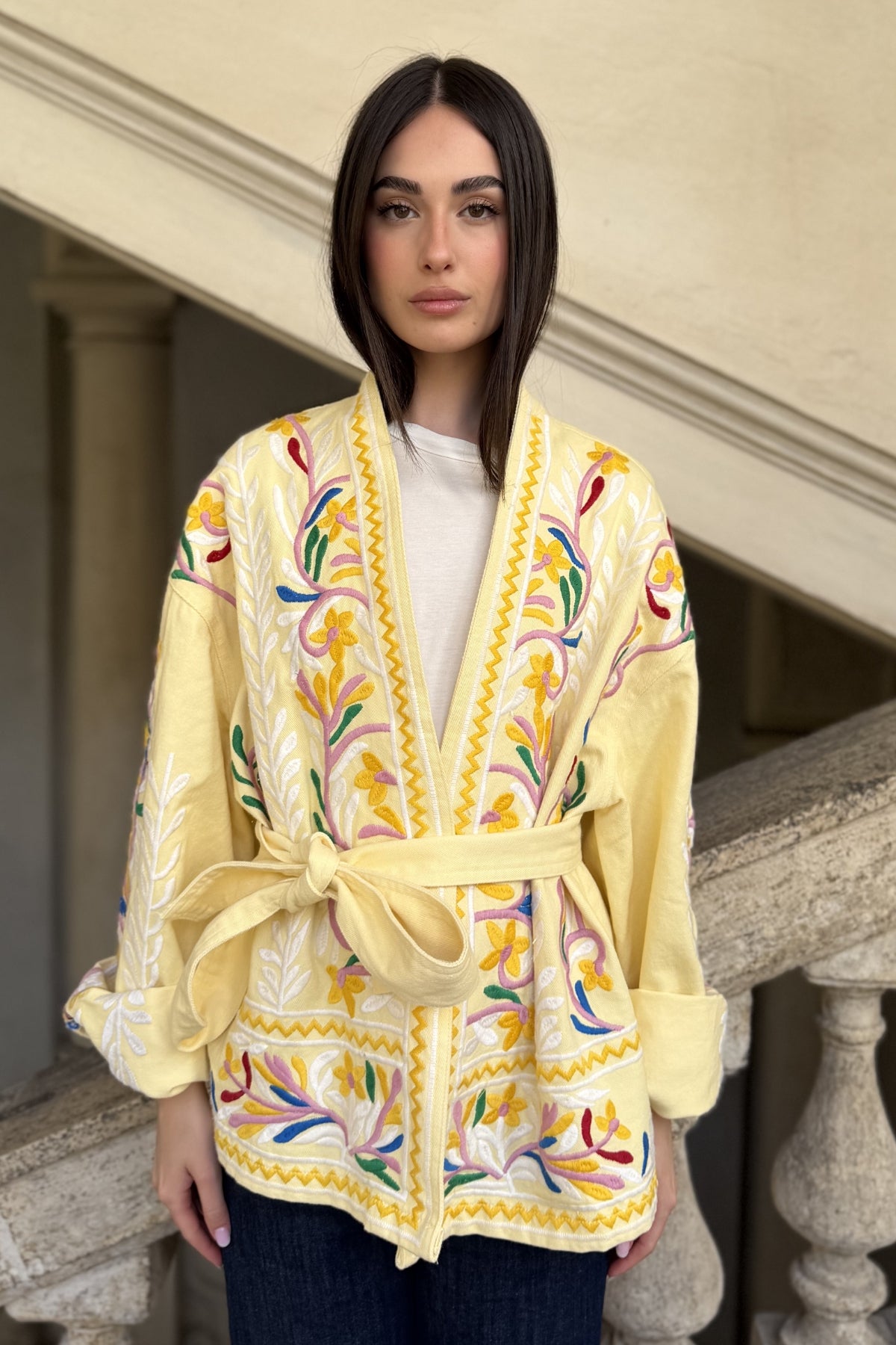 MOCHY - giacca ricamo mochy - GIALLO