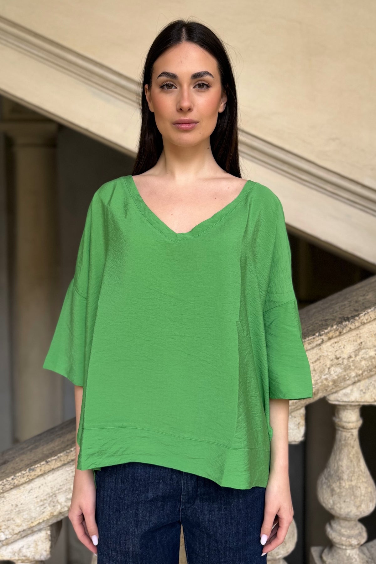 ARTEFILIA-MILANO - blusa marea scollo v - BRILLANTE
