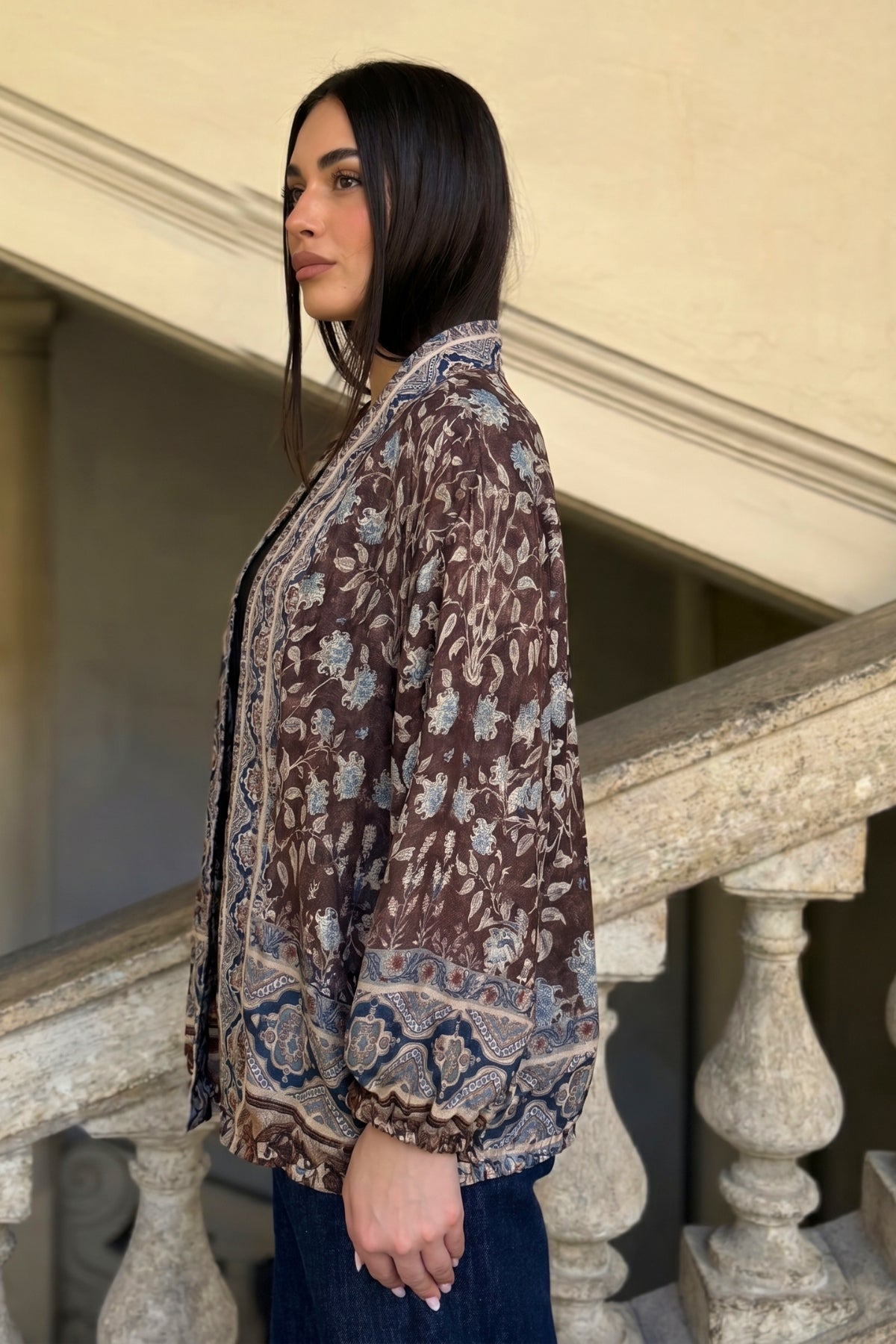 WU-SIDE - giacca kimono bomber - CACAO