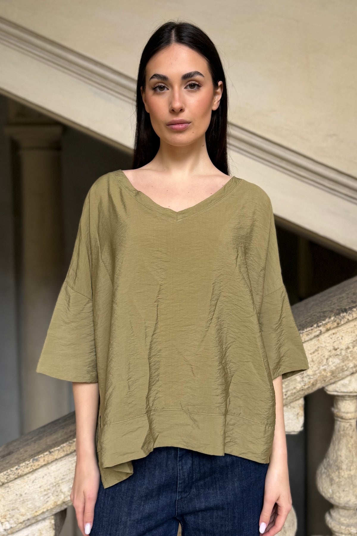 ARTEFILIA-MILANO - blusa marea scollo v - EGITTO