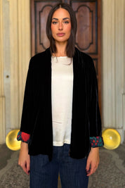 WU-SIDE - giacca kimono velluto - NERO
