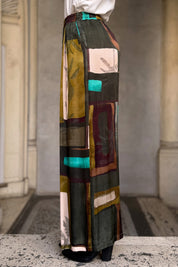 FLOW - pantalone mosaico viscosa - MILITARE