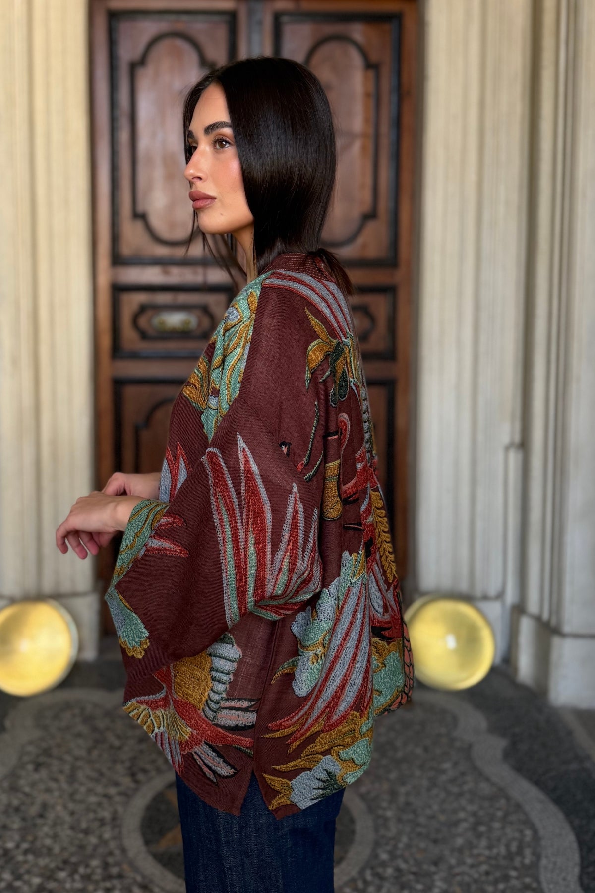 one-hundred-stars-1 - giacca kimono wool - CRANE BROWN