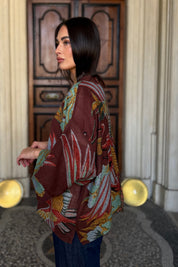 one-hundred-stars-1 - giacca kimono wool - CRANE BROWN