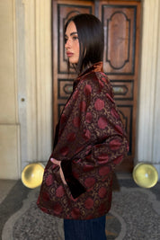 WU-SIDE - giacca kimono seta viscosa - BORDEAUX
