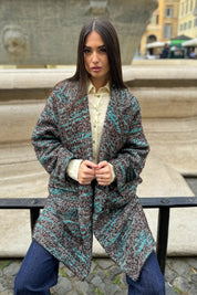 WU-SIDE - cappotto doppio petto spigato - MARRONE TIFFANY
