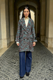 WU-SIDE - cappotto doppio petto spigato - MARRONE TIFFANY