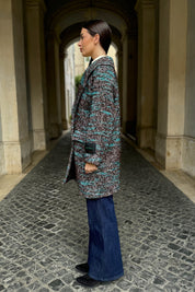 WU-SIDE - cappotto doppio petto spigato - MARRONE TIFFANY