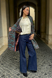 WU-SIDE - cappotto doppio petto spigato - MARRONE TIFFANY