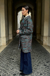 WU-SIDE - cappotto doppio petto spigato - MARRONE TIFFANY