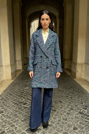 WU-SIDE - cappotto doppio petto spigato - BLUE VERDE