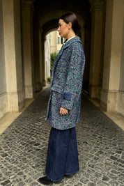 WU-SIDE - cappotto doppio petto spigato - BLUE VERDE