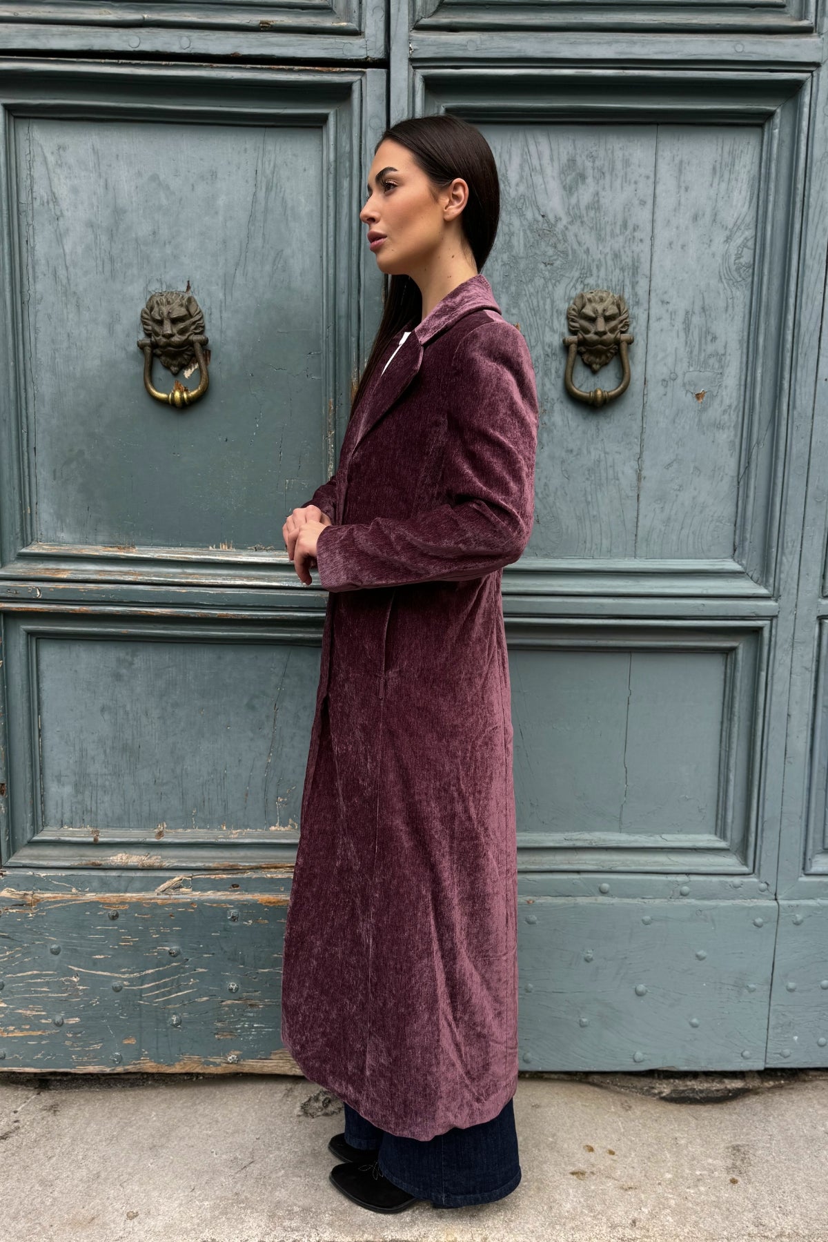 SURKANA - cappotto velluto - MIRTILLO