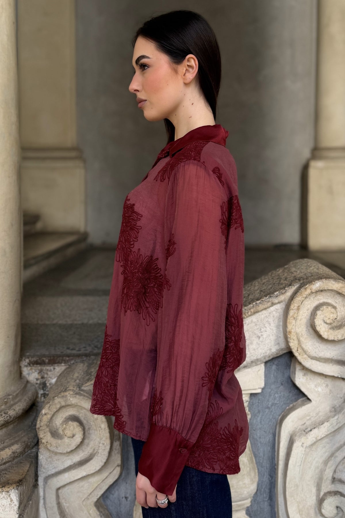 ARTEFILIA-MILANO - camicia solana ricamo - CABERNET