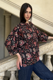 ARTEFILIA-MILANO - camicia lena in mussola di cotone - BLACK TULIP