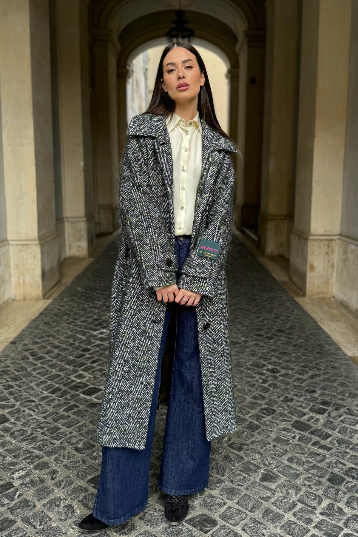 WU-SIDE - cappotto spigato - VERDE MILITARE