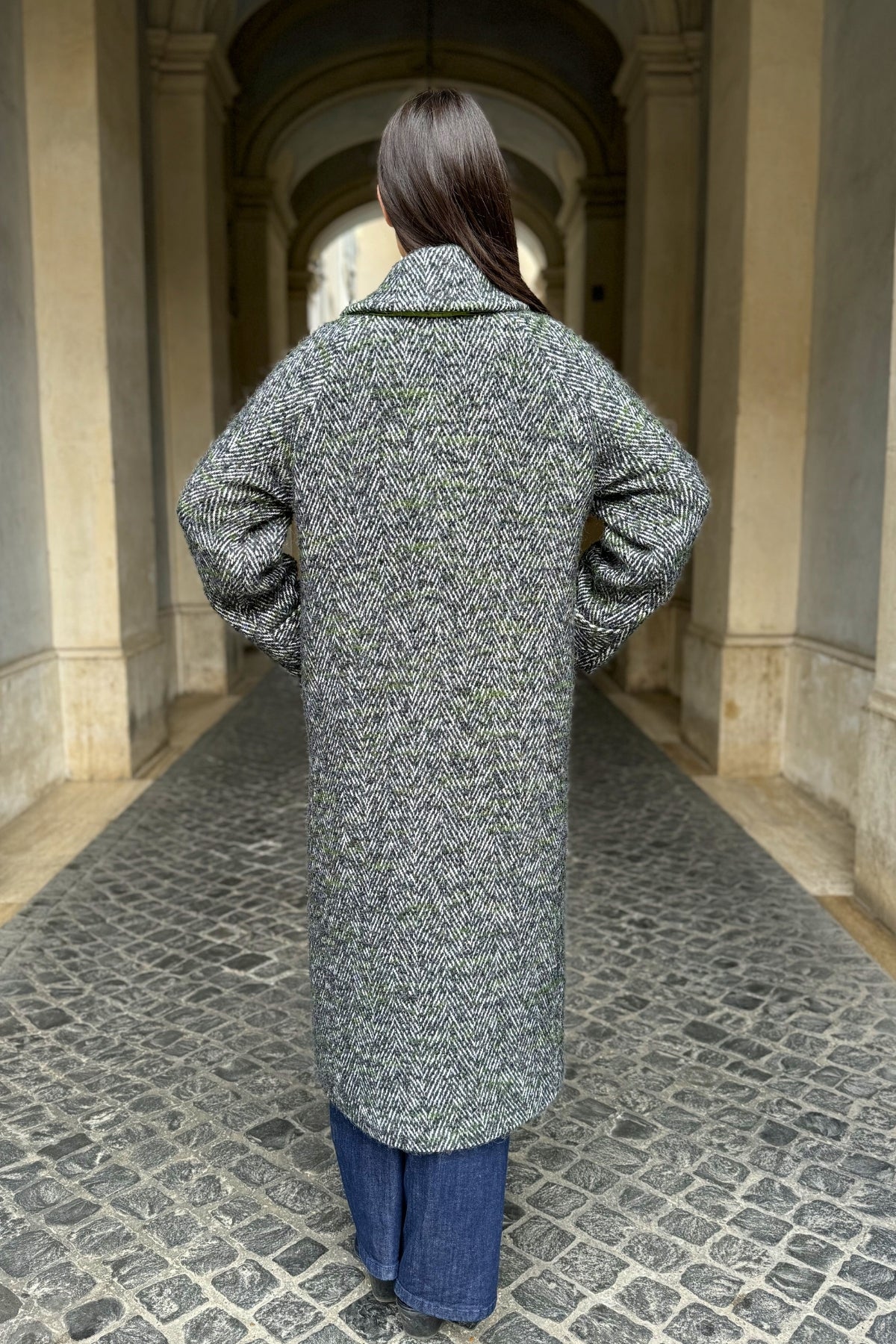 WU-SIDE - cappotto spigato - VERDE MILITARE
