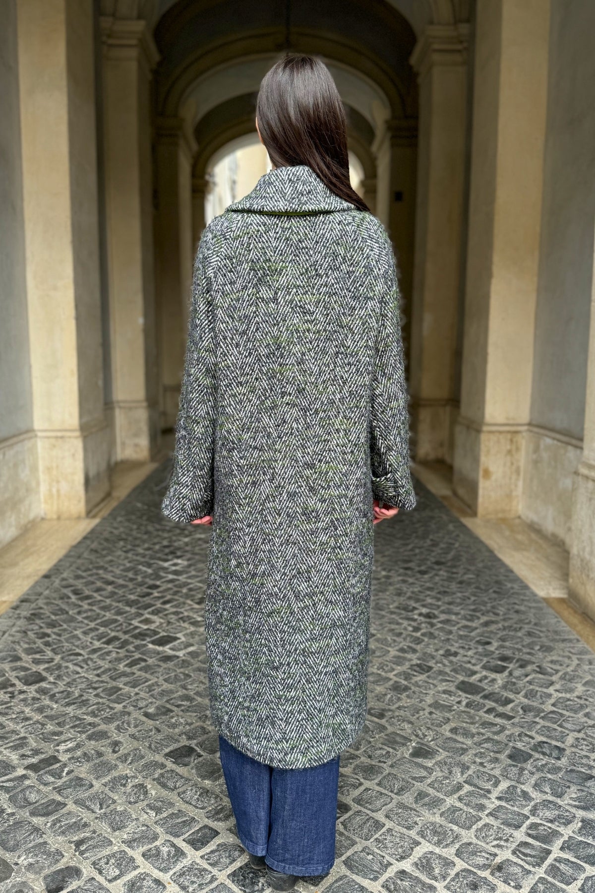 WU-SIDE - cappotto spigato - VERDE MILITARE