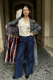 WU-SIDE - cappotto spigato - MARRONE TIFFANY