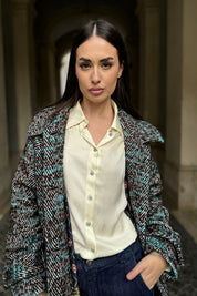 WU-SIDE - cappotto spigato - MARRONE TIFFANY