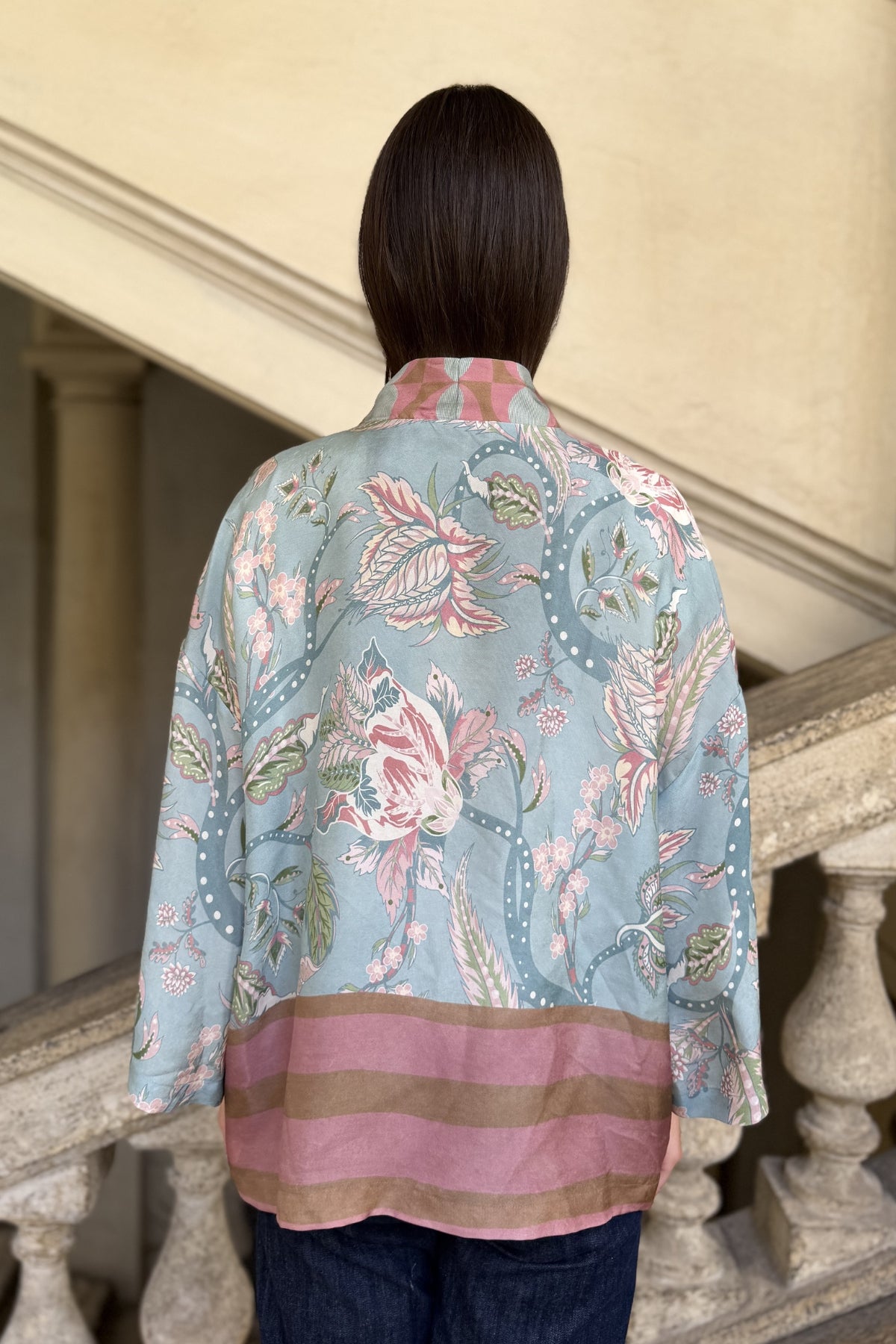 WU-SIDE - giacca kimono viscosa - CIELO ROSE