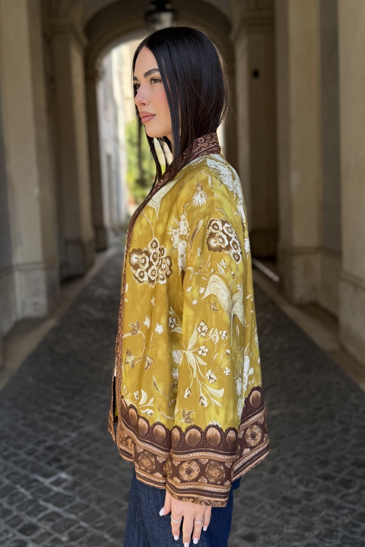 WU-SIDE - giacca kimono viscosa - SENAPE