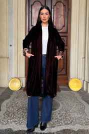 WU-SIDE - kimono velluto - CAFFE