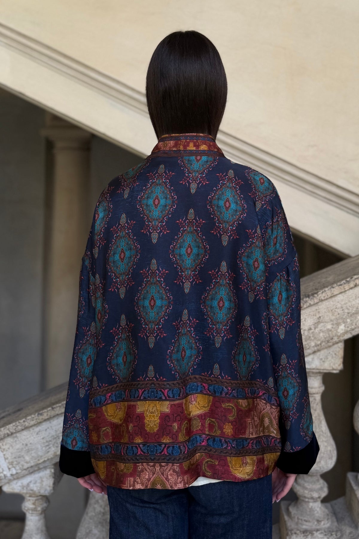 WU-SIDE - giacca kimono viscosa - BLUE