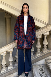 FLOW - kimono velluto paris - blue burgundy