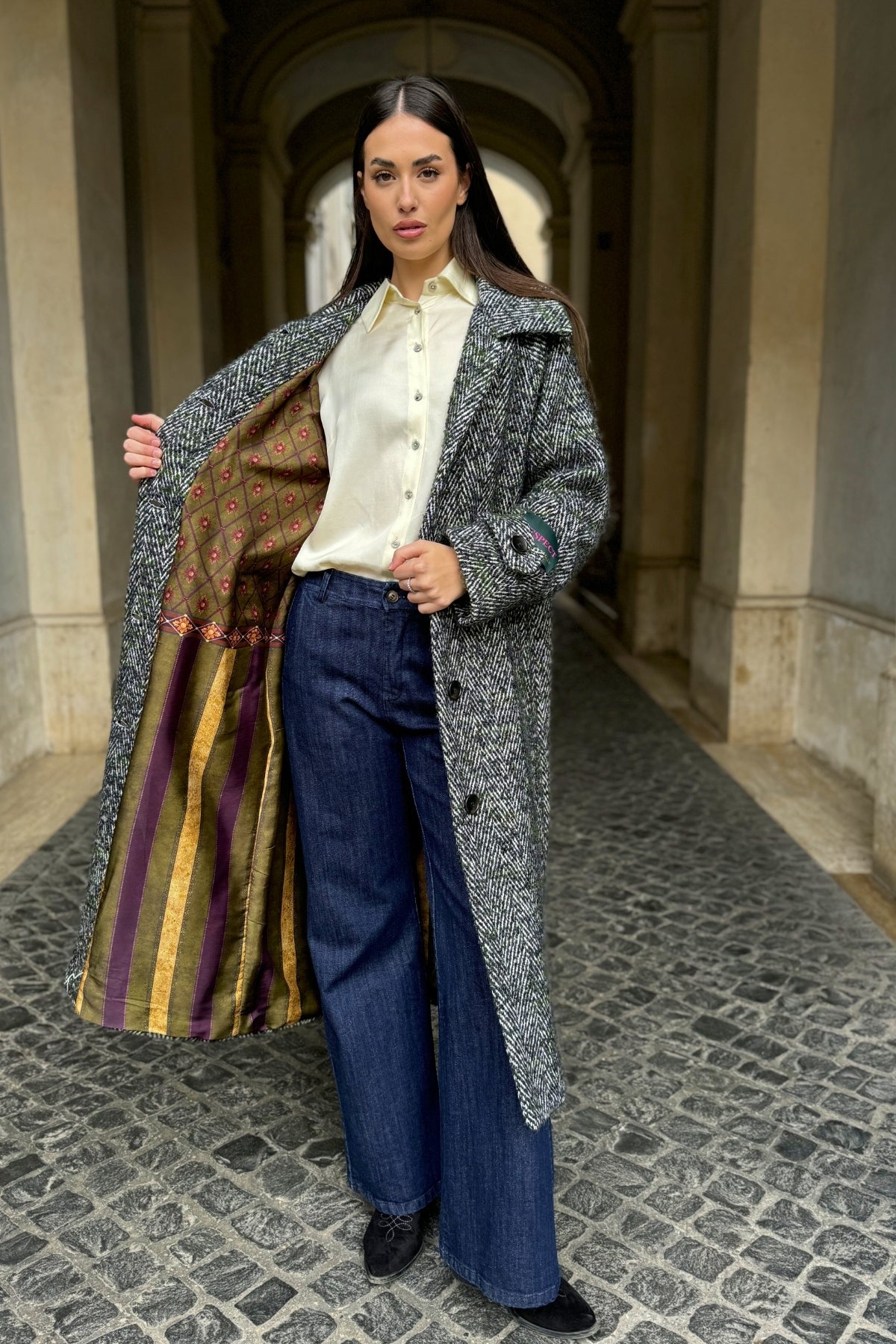 WU-SIDE - cappotto spigato - VERDE MILITARE